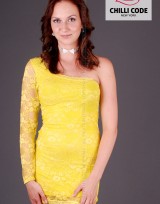 Krajkové šaty Mini dress - Žlutá Neon
