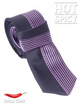 Úzká kravata slim - Černá Purple stripes