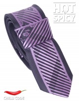 Úzká kravata slim - Černá Purple flowers