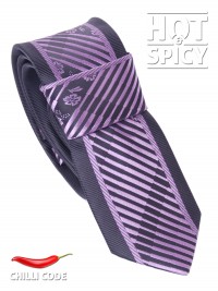 Úzká kravata slim - Černá Purple flowers