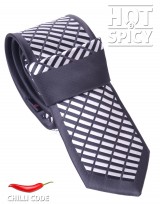 Úzká kravata slim - Černá White Dice