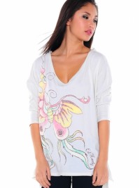 Dámské triko Galaxy Butterfly Draped Dolman Poncho - Bílá