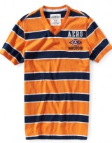Pánské tričko Aero Waverider - Pruhy Oranžová/Tmavě modrá
